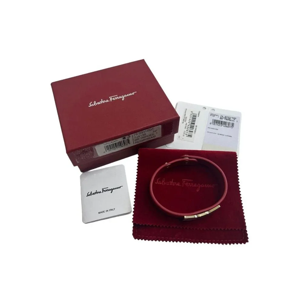 Ferragamo Red Leather  FERRAGAMO BRACELET WITH LOGO New In Box - Picture 7 of 12